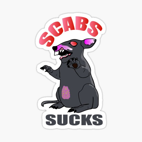 "SCABS SUCK! Scabby the Rat " Sticker for Sale by fuzzynautilus