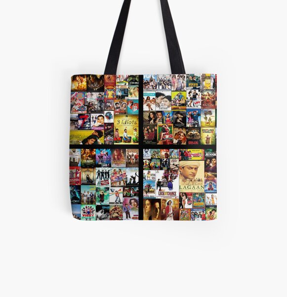 Multi Bollywood Movie Title Pattern All Over Print Tote Bag