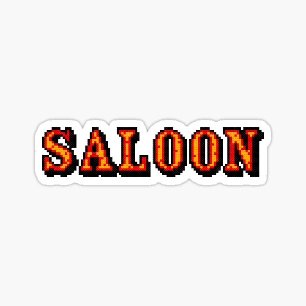 Pixelated Saloon Cross Stitch Sign Sticker