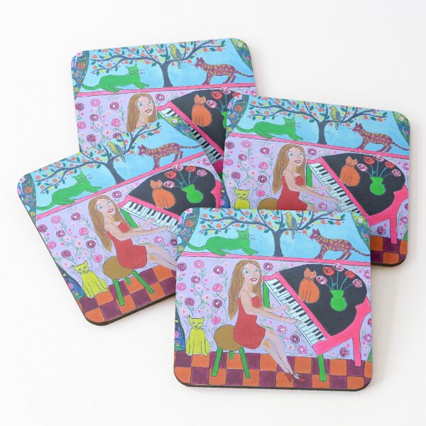 Item preview, The beautiful pianist and her quirky cats designed and sold by Casimirasart.