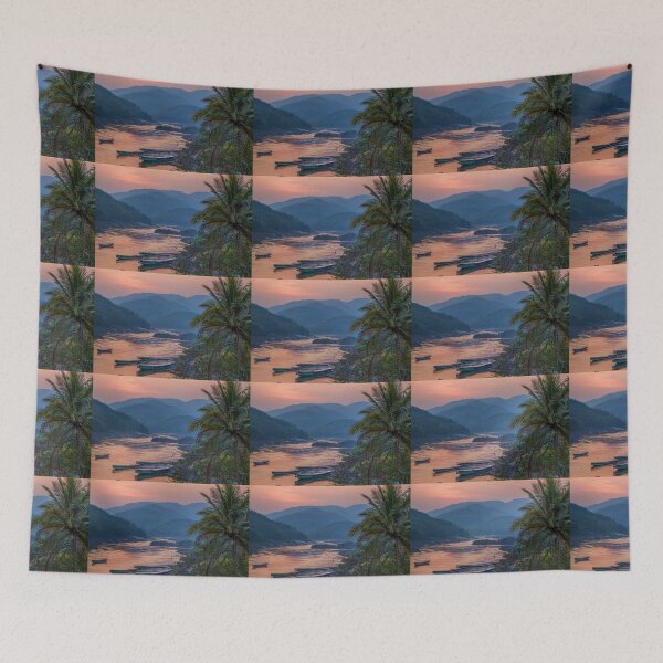 Item preview, Laos. Mekong River. Boats. Sunset. designed and sold by vadim19.