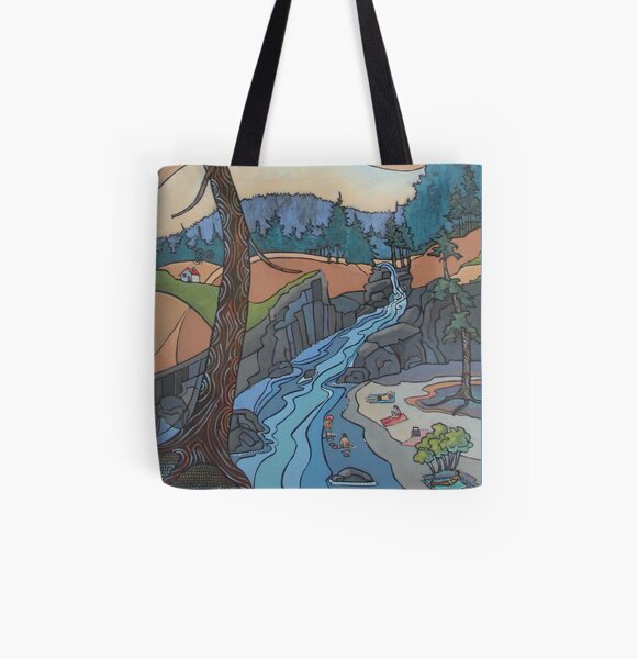 Art Nouveau/ Folk Fusion Summer at the River All Over Print Tote Bag
