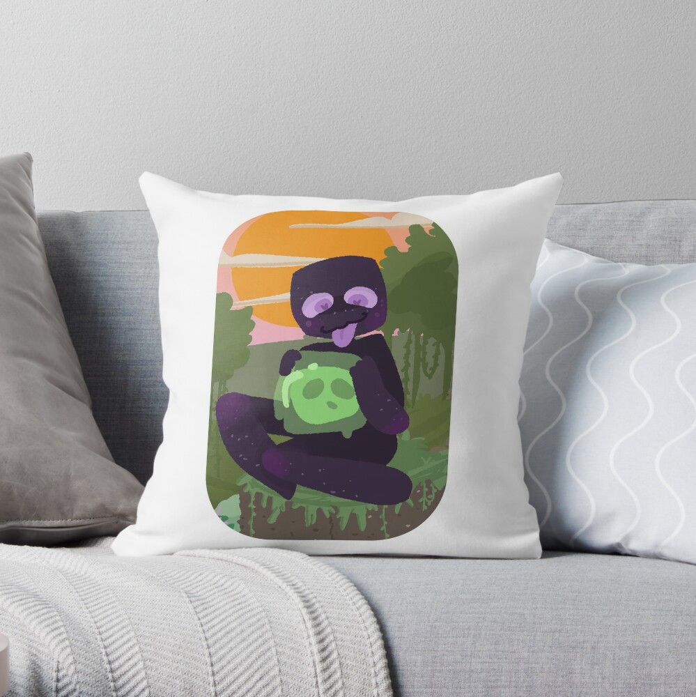 Minecraft Enderman With Slime Throw Pillow By H
