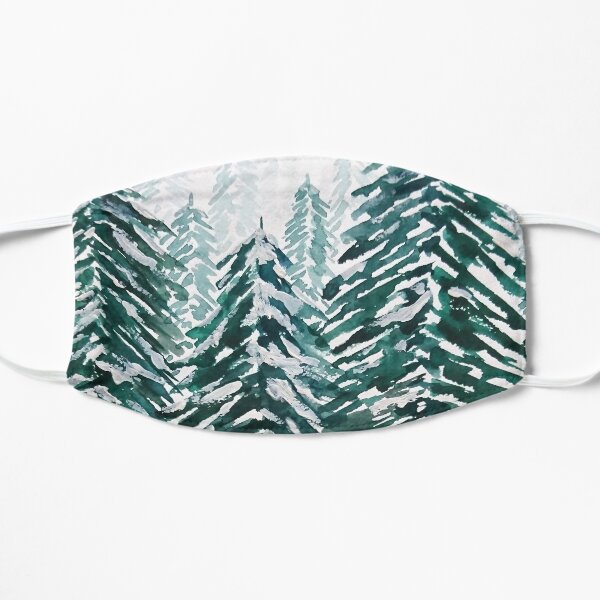 snowy pine forest green Mask