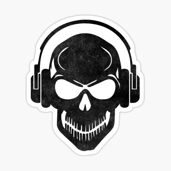 Skull with Headphones - Rave - Electro - Hardstyle Sticker