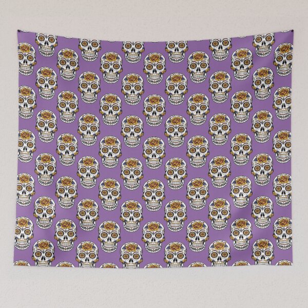 Item preview, Day of the Dead /  Día de Muertos Skulls, Purple Lilac background designed and sold by harrizon.