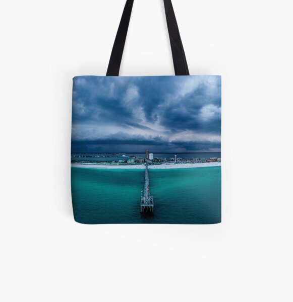 Panoramic Beach Storm All Over Print Tote Bag