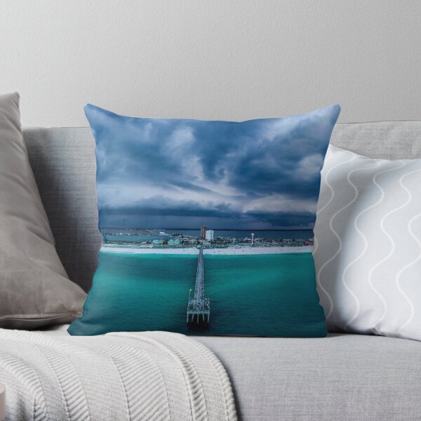 Panoramic Beach Storm Throw Pillow