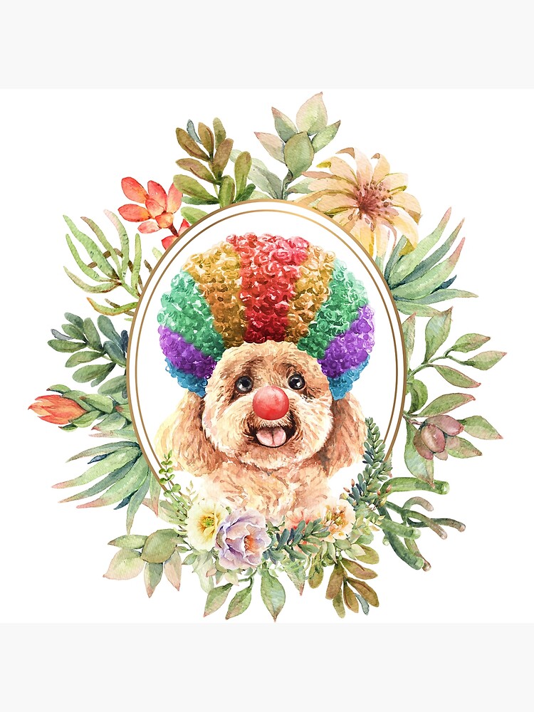 Poodle dog watercolor flower joker with wig jokes Poster