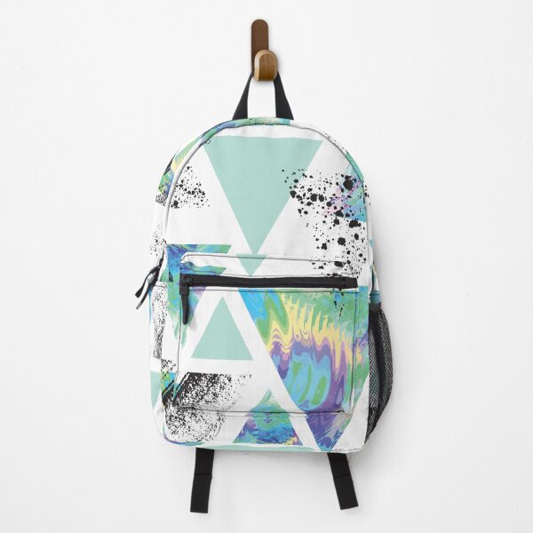 Item preview, New Wave Retro Tie Dye Swirl Purple Blue Green Black Geometric Triangles designed and sold by Pink Pineapple Works.