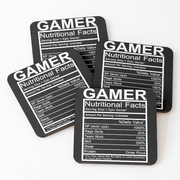 Item preview, Black and White Gamer Nurtitional Facts Label designed and sold by evadeedesigns.