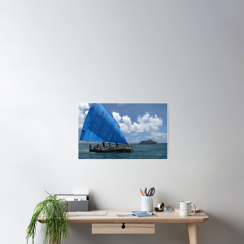 Sailing canoe at Nivani Isand Poster