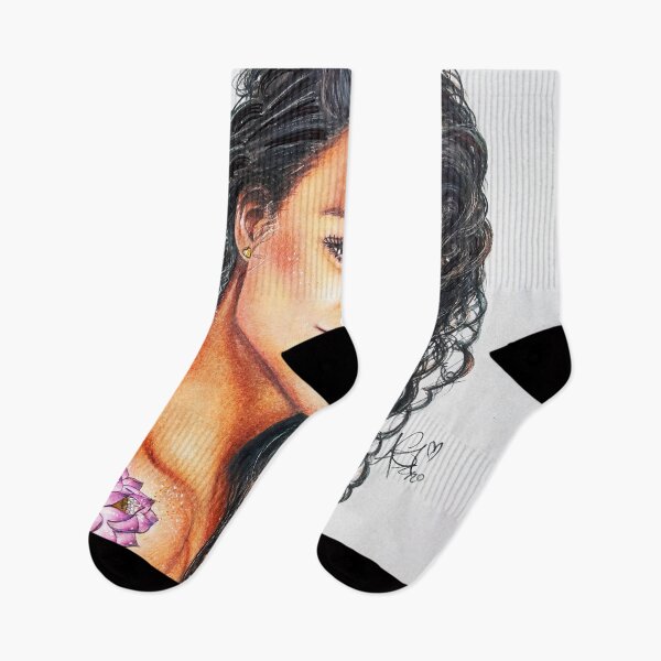 Item preview, Exotic girl with curly hair and lotus flower tattoo designed and sold by Adri Graterol.