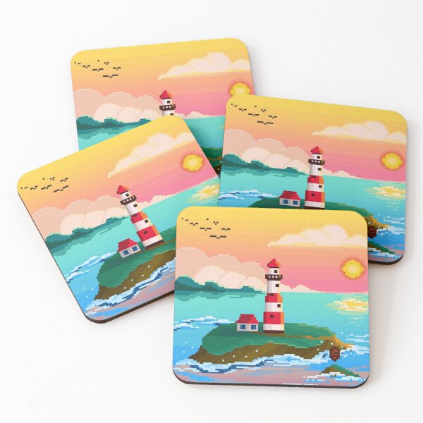Item preview, Pixelated Lighthouse in Sunset Background designed and sold by HopeDetour.