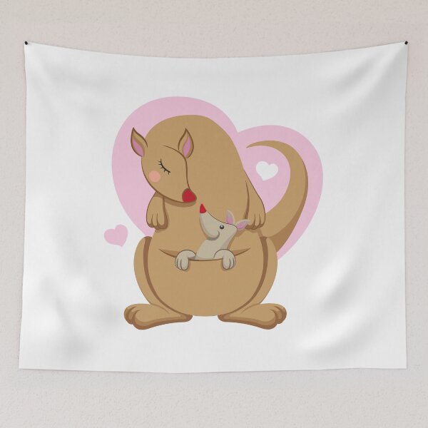 Item preview, Kangaroo mom and cub mascot illustration. Ideal for veterinary materials, biology and zoology designed and sold by LucianoCosmo.