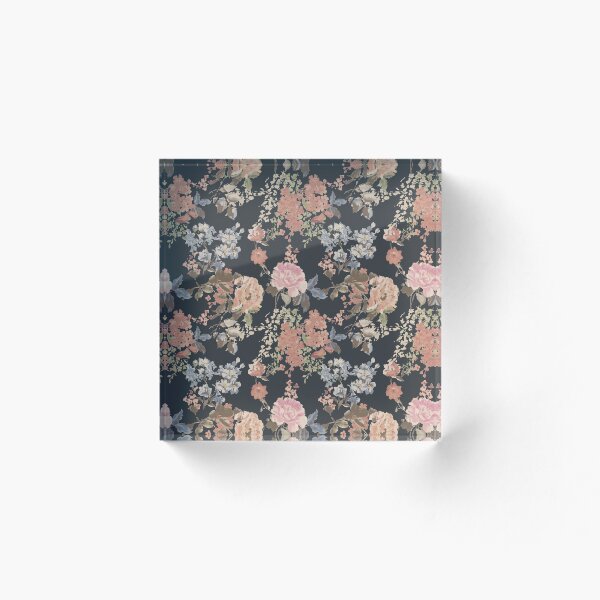 Item preview, Vintage Flower Pattern with Black Background designed and sold by SamuraiKate.