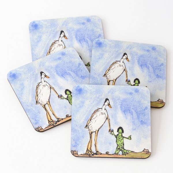 Item preview, Anthropomorphic duck and child lizard drawing, watercolour painting, pen and wash designed and sold by darrenyeoart.