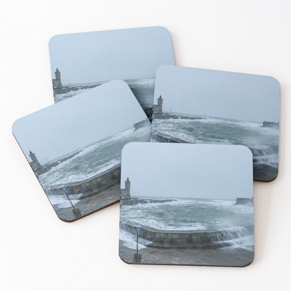 Item preview,  Porthleven Cornwall with stormy waves at the Clock tower  designed and sold by kathleenjean.