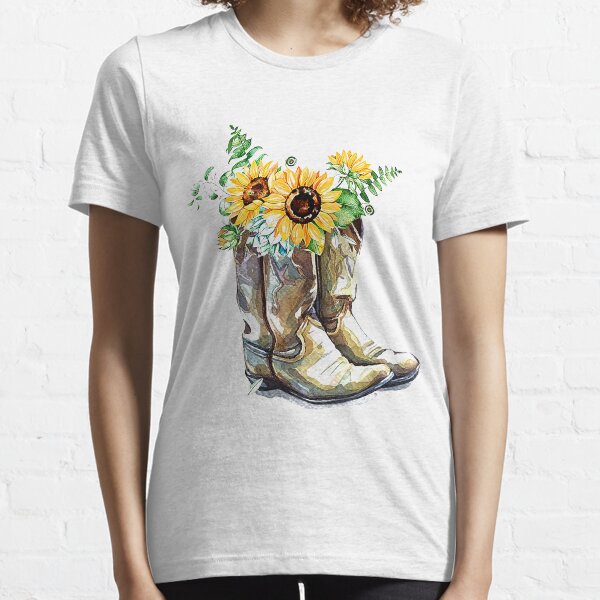 Cowgirl Sunflower Boots For Woman Essential T-Shirt