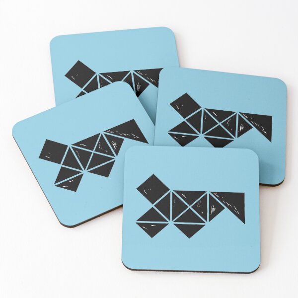 Item preview, Hand Made Squares, Triangles with Ink on Paper on Warm Blue Board designed and sold by Istvan Ocztos.