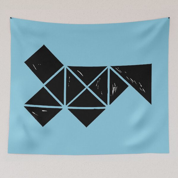 Item preview, Hand Made Squares, Triangles with Ink on Paper on Warm Blue Board designed and sold by Istvan Ocztos.