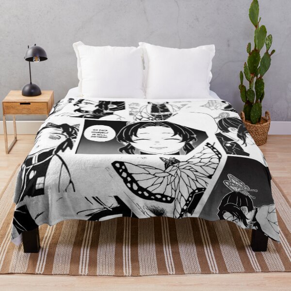 kochou shinobu manga panels / kny Throw Blanket
