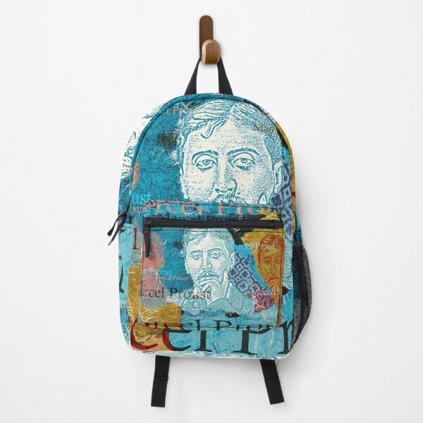to remember his childhood.
The design by Mallybeau Mauswohn shows an aesthetic collage with a portrait of the writer Marcel Proust. A wonderful work of art for all literature lovers.
I look forward to your visit to my Redbubble shop at mauswohn.redbubb Backpack