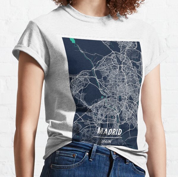 Madrid Blue Dark Color City Map Classic T-Shirt