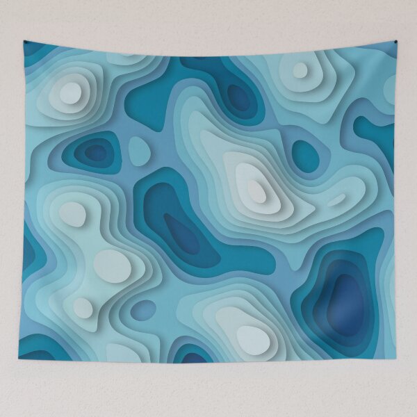 Item preview, Blue Wavy 3D Papercut designed and sold by Vector Scout Lab.