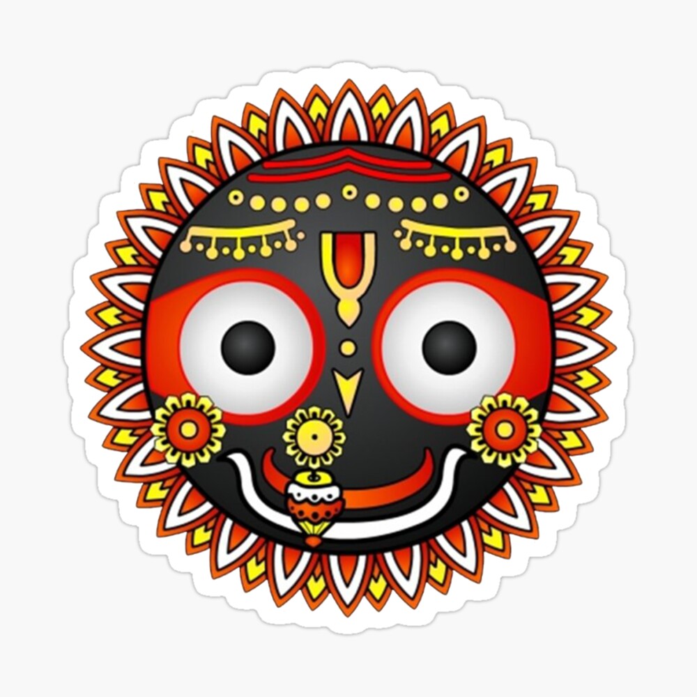 Stickers of Jai Jagannath Ji in 4 Sizes. Total 5 pcs of 3 Big and 2 pcs for  Mobile Stickers in 3+2= 5 pcs of Hindu god, Lord Jagannatha Car Bike Laptop