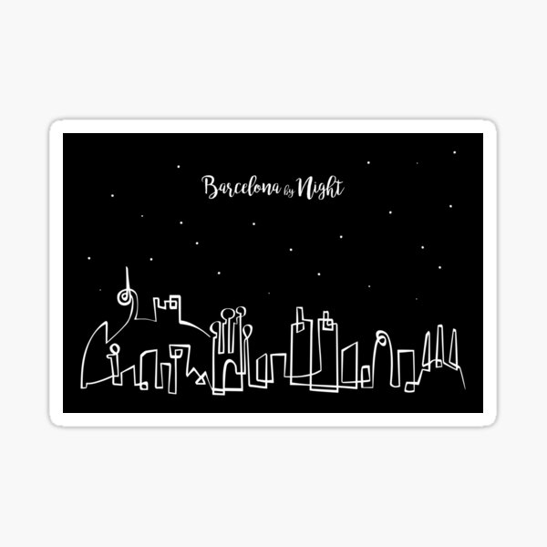 Barcelona Skyline in one line by night Sticker