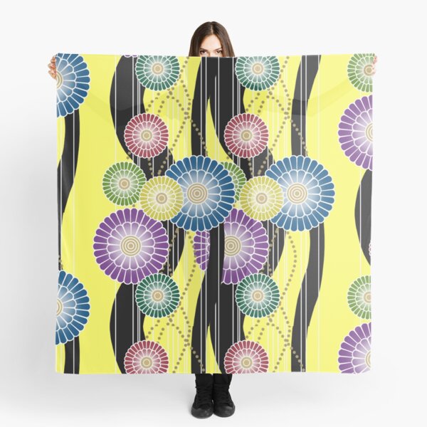 Japanese Mixed Colour Floral Pattern Scarf