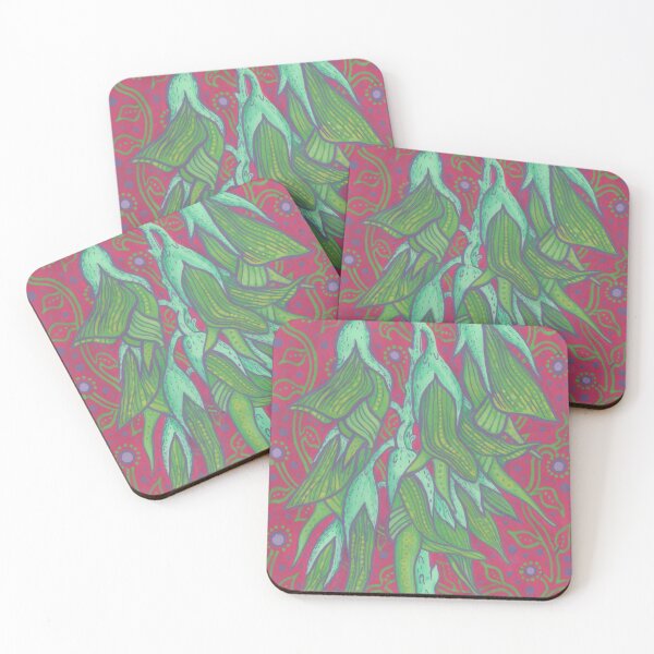 Item preview, Australian Bird Flower Tropical Floral Abstract Botanical Pink Mint Green designed and sold by Julia Khoroshikh.