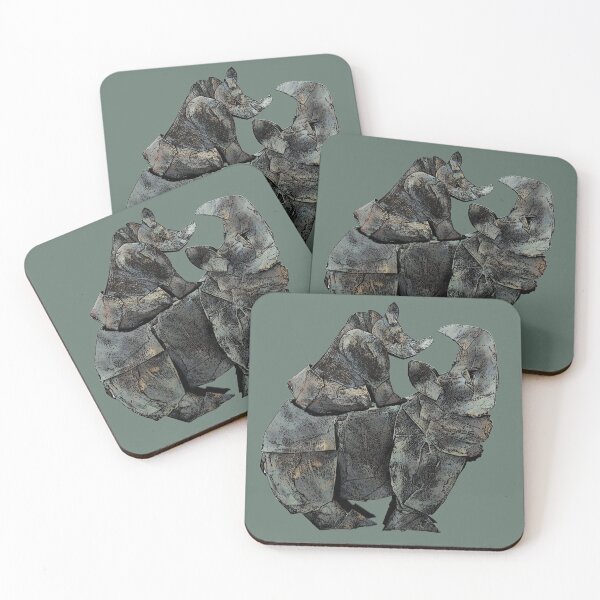 Item preview, Proud Rhino with cub on her back designed and sold by Ruud van Koningsbrugge.