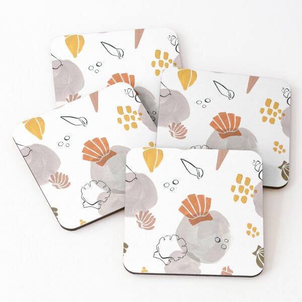 Item preview, Simple minimalism seamless pattern with gouache pastel dots, stains and hand drawn line shells and gouache shell shapes designed and sold by Dina Konovalova.