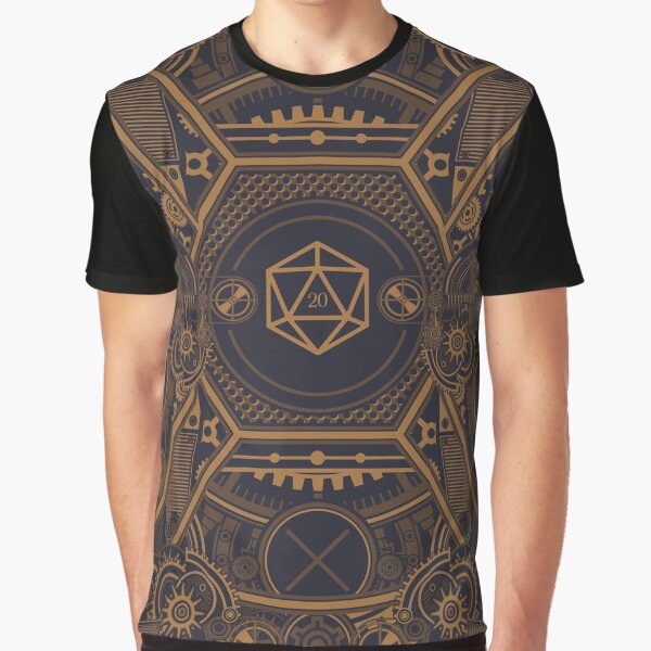 Steampunk Vintage Polyhedral 20 Sided Dice Nat20 Graphic T-Shirt