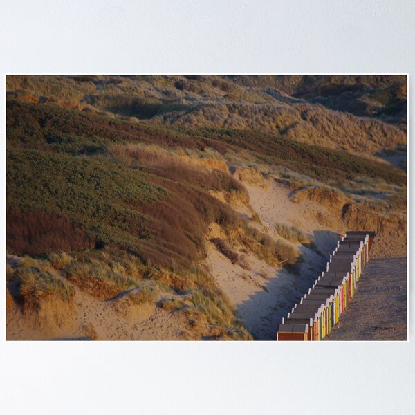 Saunton Sands - Beach Huts and Burrows in Evening Poster