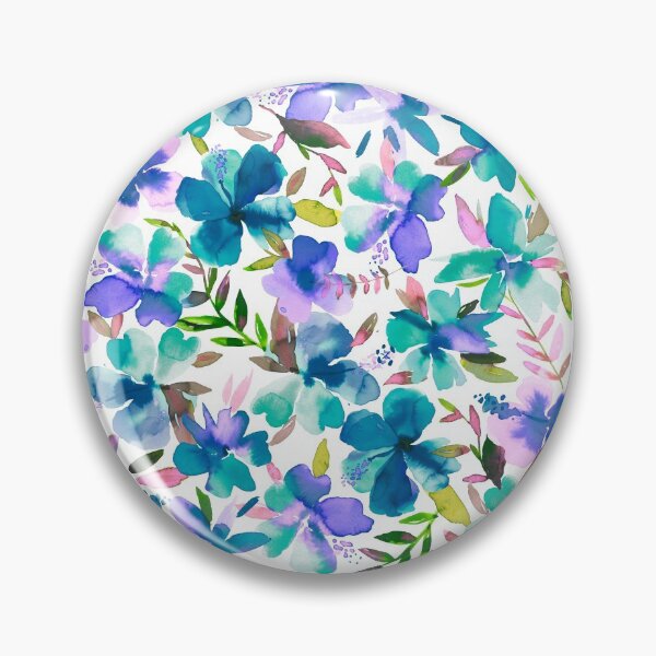 Item preview, Blue tropical hibiscus flower print designed and sold by ninoladesign.