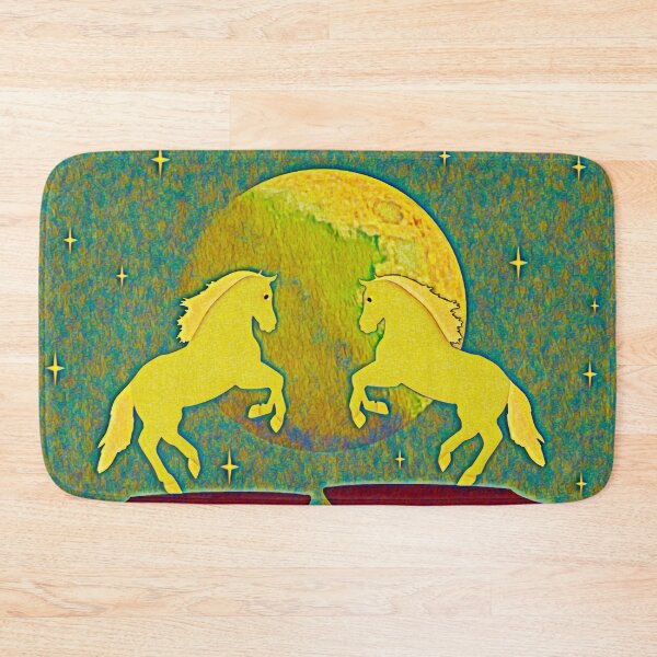 Item preview, A pair of horses against the background of the full moon designed and sold by helenkaiy.