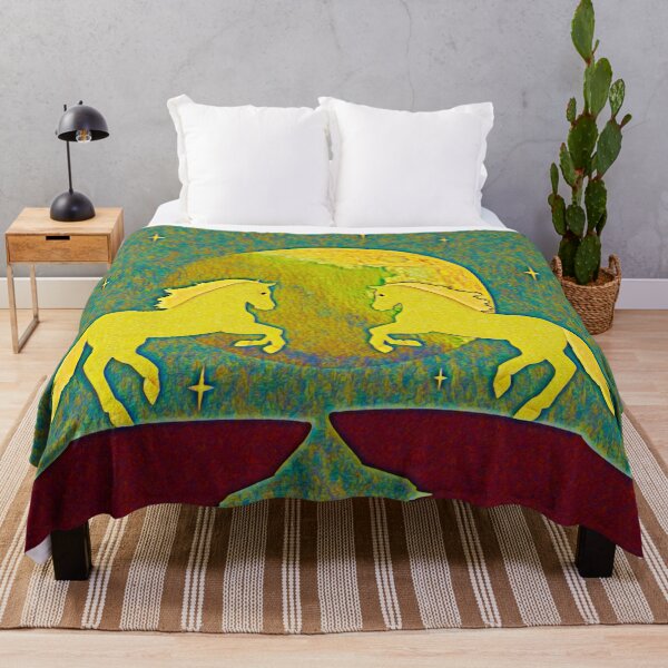 Item preview, A pair of horses against the background of the full moon designed and sold by helenkaiy.