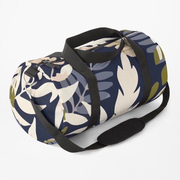 Colorful seamless pattern with tropical plants dark background Duffle Bag