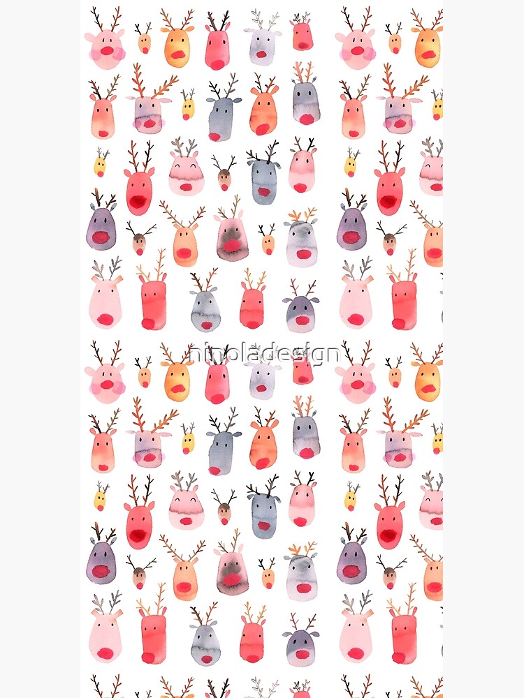 Reindeers - Animal cuteness - Winter watercolor pattern - Rudolph by ninoladesign