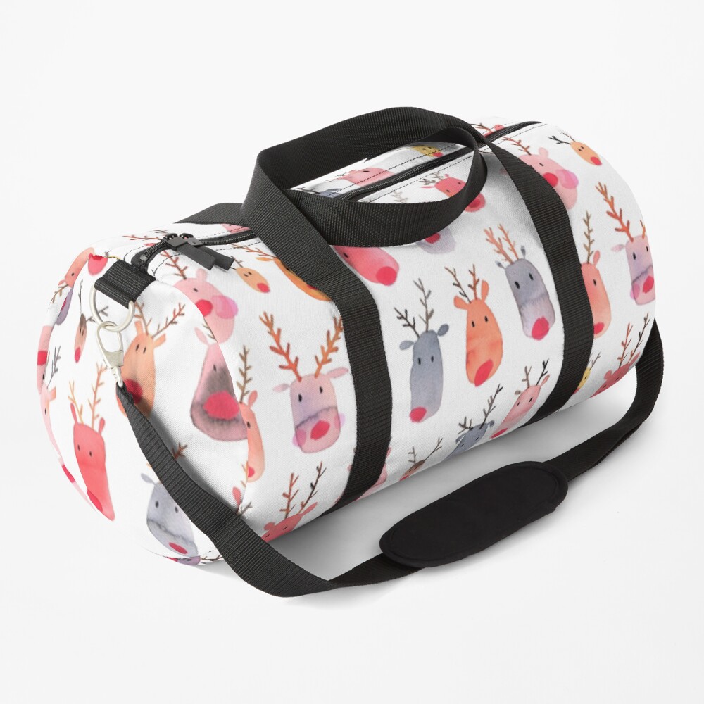 Reindeers - Animal cuteness - Winter watercolor pattern - Rudolph Duffle Bag