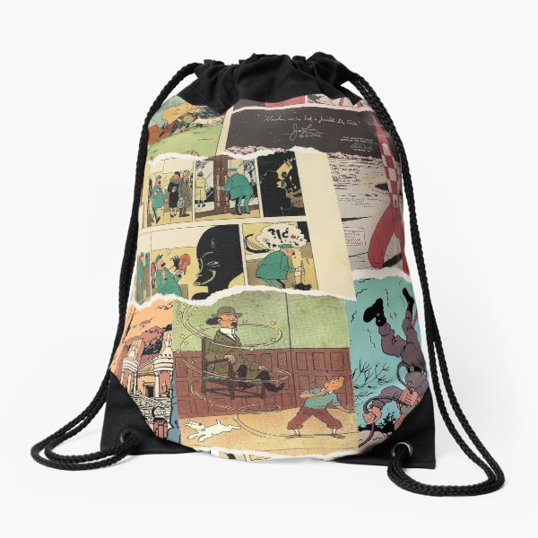 Tintin Collage 5 Drawstring Bag