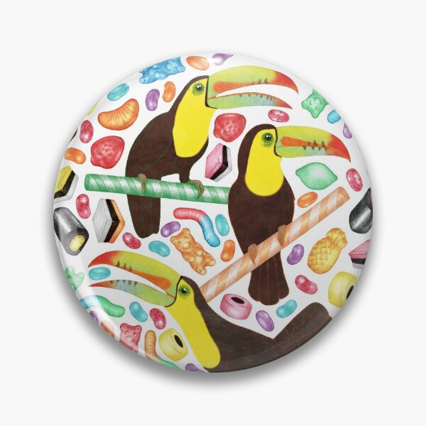 Item preview, Toucandy - rainbow sweets and licorice surround tropical toucans on candy canes designed and sold by Perrin Le Feuvre.