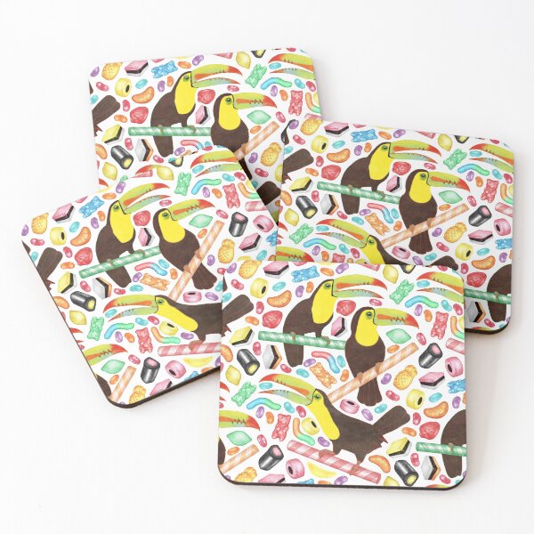 Item preview, Toucandy - rainbow sweets and licorice surround tropical toucans on candy canes designed and sold by Perrin Le Feuvre.