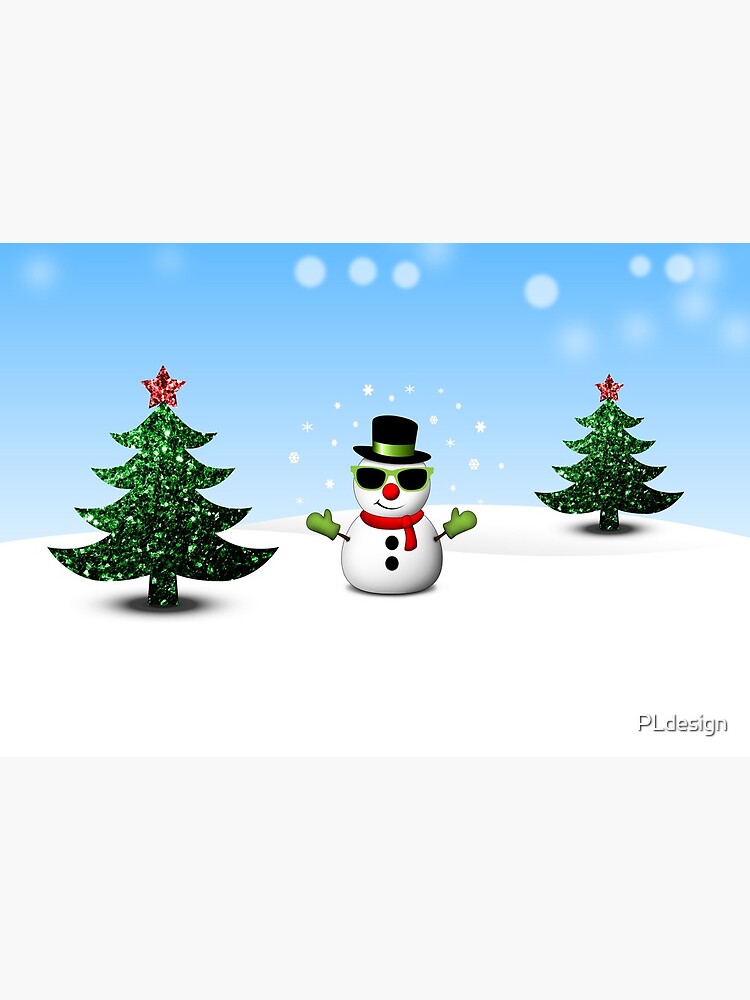 Cool Snowman and Sparkly Christmas Trees by PLdesign