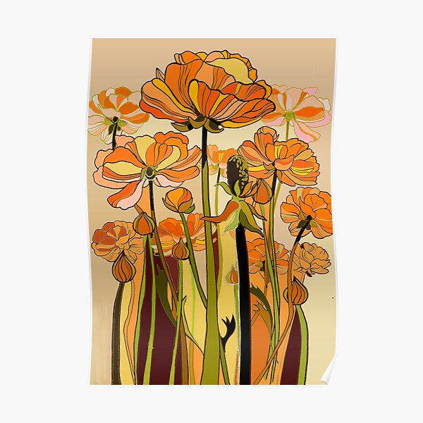 California Poppies - retro vintage Poster