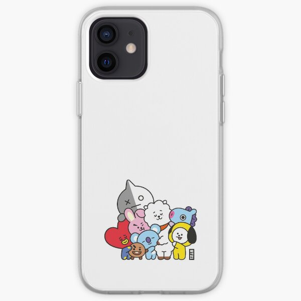BT21 Free Hug Line Art In White By BTS (Ania Mardrosyan) Coque souple iPhone