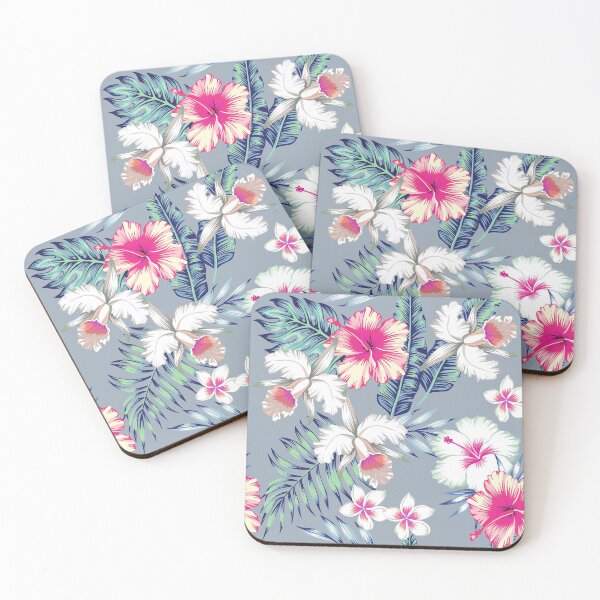 Item preview, Tropical Hibiscus Floral Grey Background. designed and sold by cgroenewald.